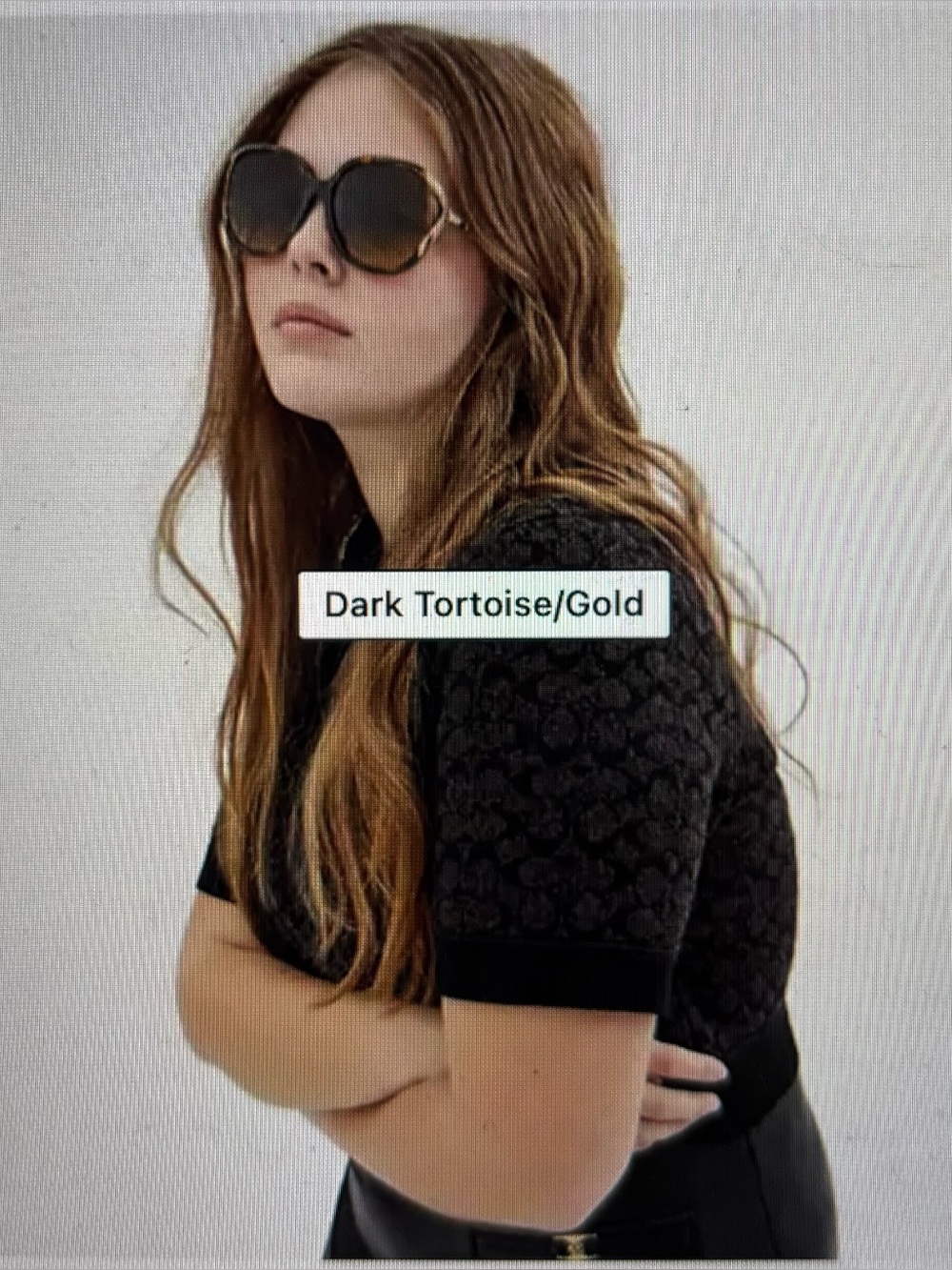Coach Bandit Oversized Square Sunglasses Dark Tortoise/Gold - Picture 4 of 5